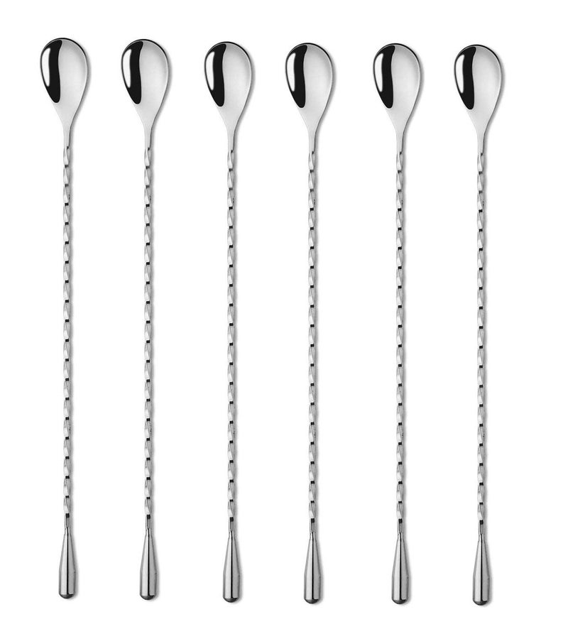 SZLFSX 6 Pcs 12 Inch Bar Mixing Spoon Cocktail Spoon Stainless Steel Bar Long Spoon With Spiral Pattern - Image 1
